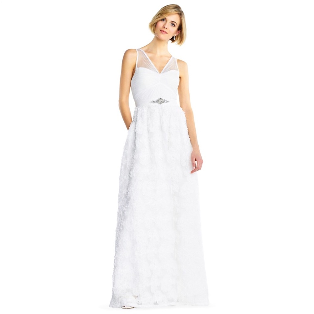 Adrianna Papell Tulle Rosette Gown NWT